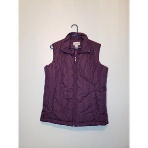 Anthony Richards Women's Sz L Purple Full Zip Puffer Vest Pockets Sleeveless